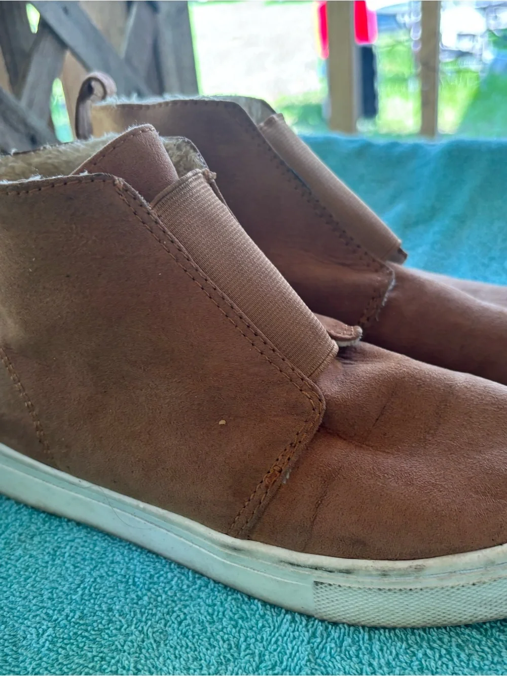 H&M Brown Suede-Look Winter Ankle Boots with Faux Fur Lining